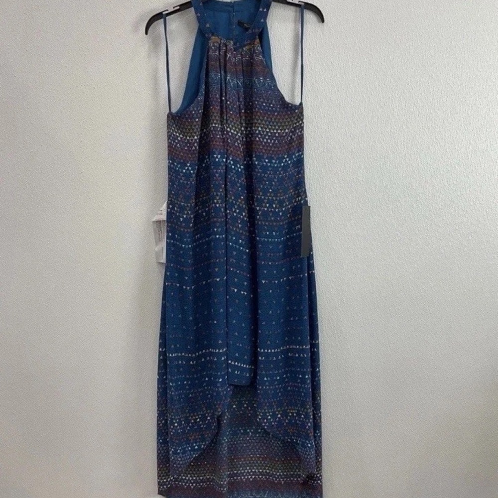 BCBGMaxAzria Blue “Lanna” Patterned High Low Dress NWT $248